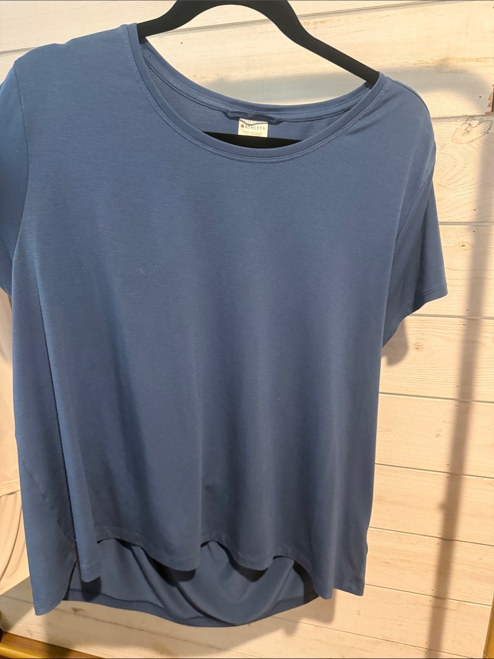 Athleta Blue Relaxed Crew Short-Sleeve Tee open back
